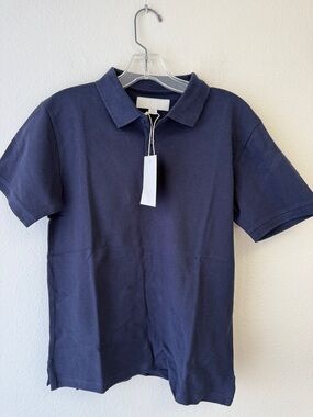 Zara Men's Dark Navy Polo Shirt